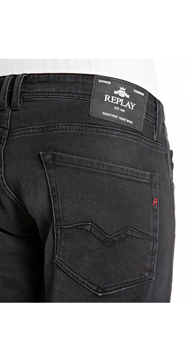 コンフォートROCCO ブラックオーバーダイ コットン ストレッチデニム